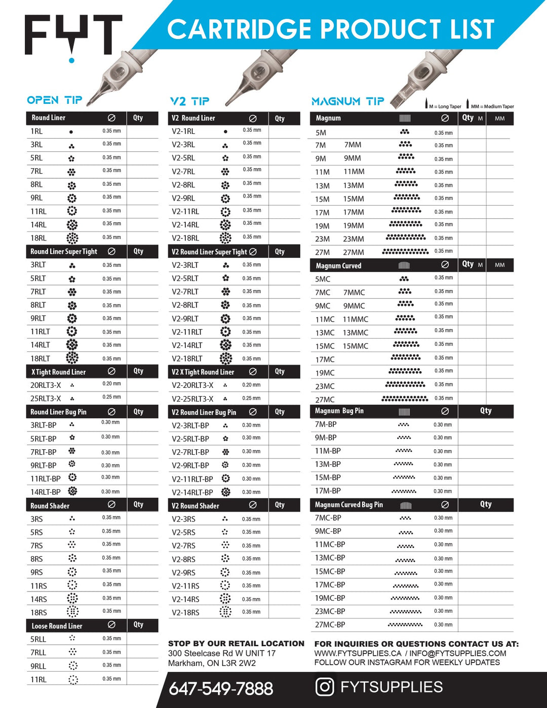 FYT Round Liner Cartridges V2 - Cartridges - FYT Tattoo Supplies Canada